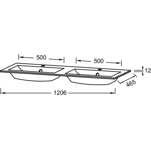 Мебельная раковина Sherwood 120,6х46,5 см, двойная, стекло, белый матовый EB1831RU-DE1 Jacob Delafon