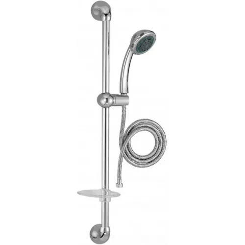 Душевой гарнитур Basic 2 c ручным душем, штангой, шлангом, мыльницей, 4 режима E14330-CP Jacob Delafon