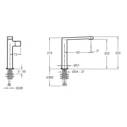 Смеситель для умывальника Composed излив 181 мм, неповоротный излив, без донного клапана E73159-ND-CP Jacob Delafon