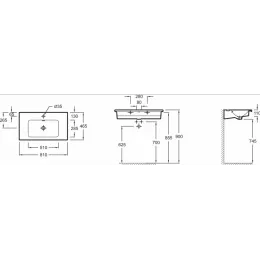 Подвесная раковина Vox 80х46х11 см, 1 отверстие для смесителя, санфарфор EXAE112-00 Jacob Delafon