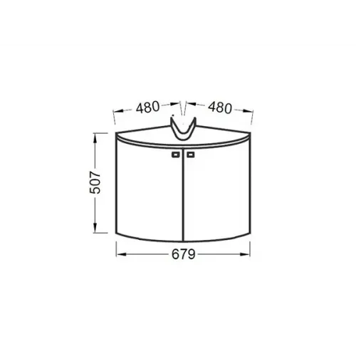 Модуль с раковиной Odeon Up 50 см, белый блестящий, с 2 дверцами, угловая, плавное закрывание, установка в угол, подвесной монтаж E4710-00+EB864-G1C Jacob Delafon