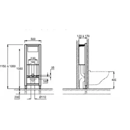 Система инсталляции для унитаза 50х17х115 см, двухрежимная, цвет хром, с кнопкой E21928RU-CP Jacob Delafon