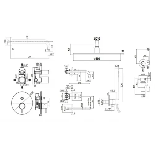 Комплект для душа PAFFONI Light KITZLIG015HGSP006KING