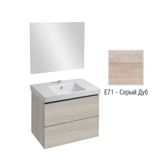 Комплект мебели для ванной Odeon Up 80 см, серый дуб, подвесной монтаж E4796-00+EB1098-NF+EB895-E71 Jacob Delafon