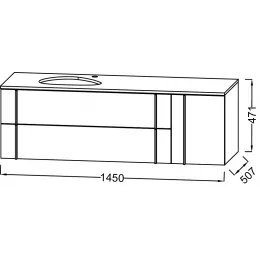 Модуль под раковину Nouvelle Vague 145х50,7х47,1 см, белый блестящий, 2 выдвижных ящика, 1 бутылочница справа EB3043RU-N18 Jacob Delafon