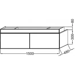 Модуль с раковиной Terrace 150 см, белый блестящий, раковина с подсветкой,1 лакированный выдвижной ящик, подвесной монтаж, система push-to-open EXA9112-00+EB1734RU-G1C-G1C Jacob Delafon