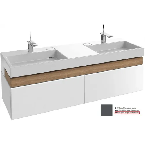 Модуль под раковину Terrace 150х48х38 см, серый антрацит матовый, верхний ящик из цельного дерева, система push-to-open EB1189-M53 Jacob Delafon