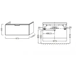 Модуль под раковину Reve 100х43,5х44,5 см, черный блестящий, 1 выдвижной ящик EB1132-R-274 Jacob Delafon
