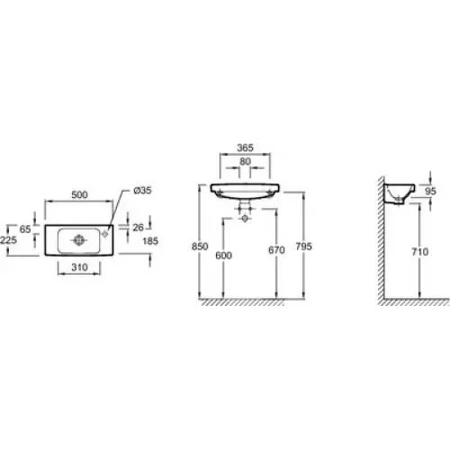 Комплект мебели для ванной Odeon Up 50 см, серый дуб, смеситель слева, зеркало с подсветкой, подвесной монтаж, с подсветкой E4701-00+EB879-J5+EB863-E71 Jacob Delafon