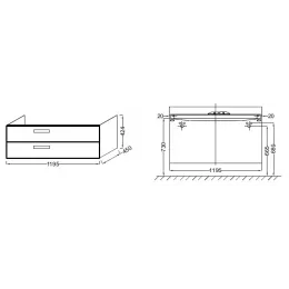 Модуль под раковину Rythmik 119,5х45х42,4 см, серый антрацит, 2 выдвижных ящика EB1305-N14 Jacob Delafon