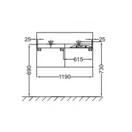 Модуль под раковину Terrace 120х48х38 см, черный матовый, верхний ящик из цельного дерева, система push-to-open EB1188-M61 Jacob Delafon