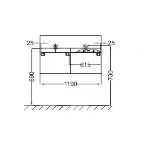 Модуль под раковину Terrace 120х48х38 см, черный матовый, верхний ящик из цельного дерева, система push-to-open EB1188-M61 Jacob Delafon