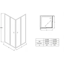 Душевое ограждение Serenity 80х80х190 см, 6 мм E14A80-GA Jacob Delafon