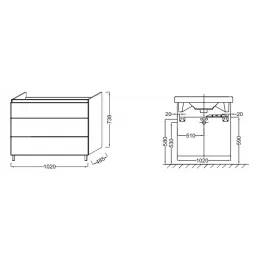 Модуль под раковину Odeon Up 102х48,5х73,8 см, 3 ящика, сине-зеленый матовый EB994-M85 Jacob Delafon