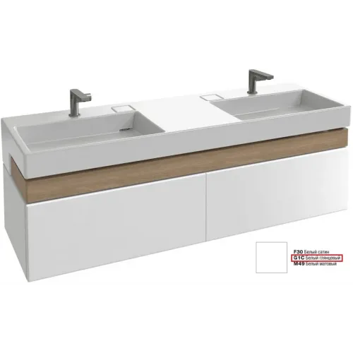 Модуль под раковину Terrace 150х48х38 см, 2 розетки, белый блестящий лак, со светодиодной подсветкой, система push-to-open EB1734RU-G1C-G1C Jacob Delafon