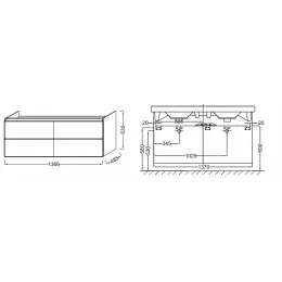 Модуль под раковину Odeon Up 137х48,5х53 см, белый блестящий EB997-N18 Jacob Delafon