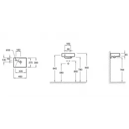 Подвесная раковина Formilia 40х30х8,5 см, с 1 отверстием под смеситель, санфарфор E4786-00 Jacob Delafon