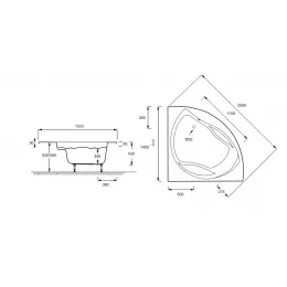 Акриловая ванна Presqu'ile 145х145 см, производство Россия, угловая симметричная E6045RU-00 Jacob Delafon