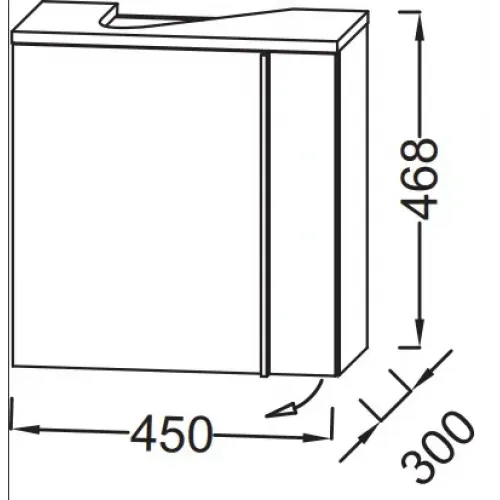Модуль с раковиной Nouvelle Vague 45,2 см, аквамарин блестящий, правосторонняя, подвесной монтаж EGK112-00+EB3045D-G91 Jacob Delafon