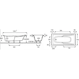 Акриловая ванна Corvette 150х70 см E60904-00 Jacob Delafon