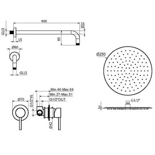 Комплект для душа Plumberia Selection IXO KITXO01OB