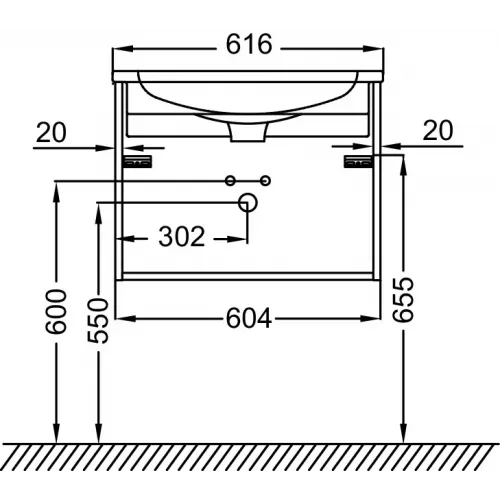 Модуль под раковину Madeleine 60,4х46,2х45,2 см, 2 ящика, встроенные ручки, черный глянцевый EB2052-J52 Jacob Delafon