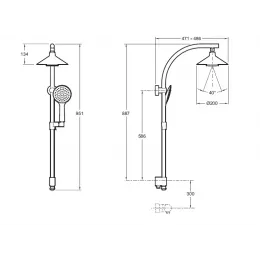 Гарнитур с верхним душем Moxie хром, беспроводной динамик, экономия воды, 1 режим, 20 см, round E8079-CP E8079-CP Jacob Delafon