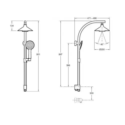 Гарнитур с верхним душем Moxie хром, беспроводной динамик, экономия воды, 1 режим, 20 см, round E8079-CP E8079-CP Jacob Delafon