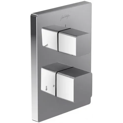 Лицевая часть встраиваемого смесителя Modulo с термостатом, с квадратными переключателями, 2 функции E75391-CP Jacob Delafon