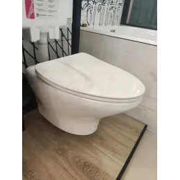 Подвесной унитаз Nouvelle Vague 39х54 см, с м/л, быстросъемное, выставочный образец, безободковый, с сиденьем EDJ102-00+E20069-00/У Jacob Delafon