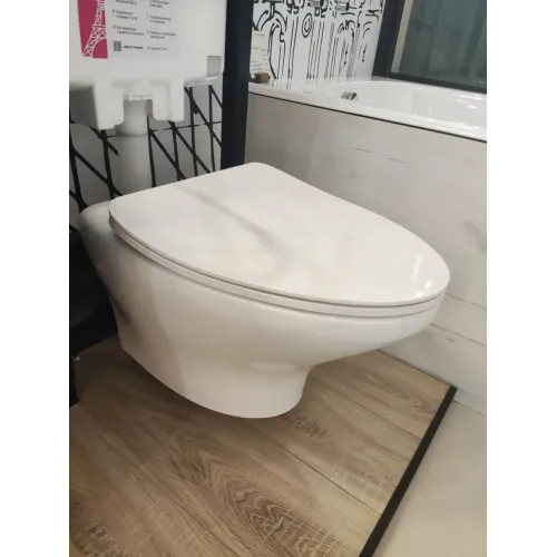 Подвесной унитаз Nouvelle Vague 39х54 см, с м/л, быстросъемное, выставочный образец, безободковый, с сиденьем EDJ102-00+E20069-00/У Jacob Delafon