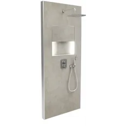 Душевой сет со стеновой панелью Ecrin 100х233,5 см, облачно-серый, в угол, квадратная лейка, подсветка, термостат, верхний душ, с лейкой E803001-D35 Jacob Delafon