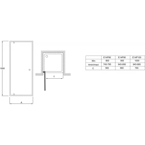 Душевая дверь Serenity 100х190 см, распашная, 6 мм E14P100-GA Jacob Delafon