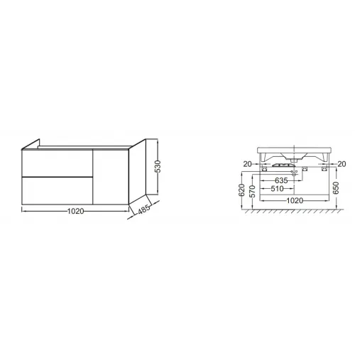 Модуль под раковину Odeon Up 102х48,5х53 см, серый антрацит EB891-N14 Jacob Delafon