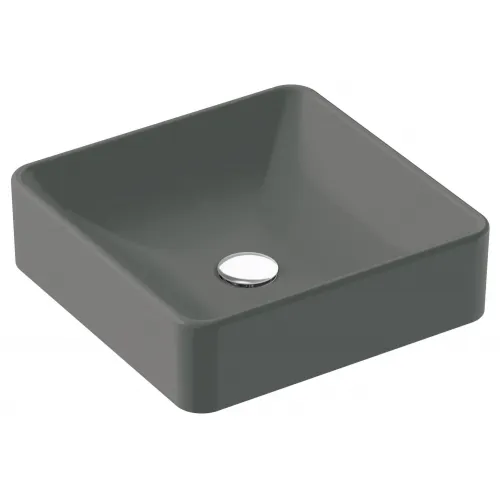 Накладная раковина Vox 40х40х13,5 см, серый гранит, с отверстием перелива в передней части, с заглушкой, санфарфор EVG102-MG2 Jacob Delafon