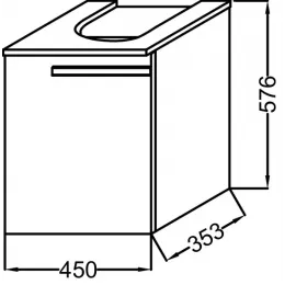 Модуль под раковину Struktura 45х35,3х57,6 см, правосторонний, ореховое дерево EB1397D-E16 Jacob Delafon