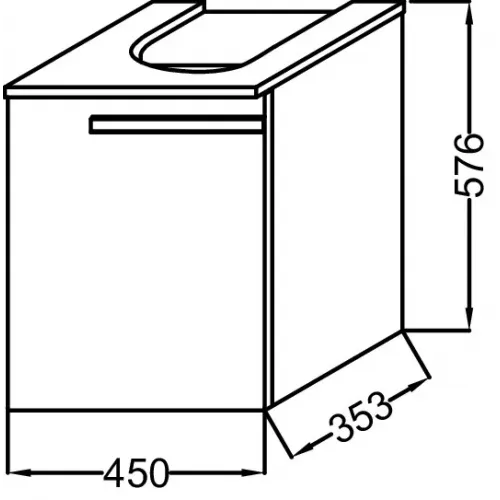 Модуль под раковину Struktura 45х35,3х57,6 см, правосторонний, ореховое дерево EB1397D-E16 Jacob Delafon
