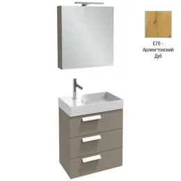 Комплект мебели для ванной Rythmik 60 см, арлингтонский дуб, 3 ящика. правостороннее зеркало, с подсветкой, подвесной монтаж EXQ112-Z-00+EB1307-E70+EB795DRU-E70 Jacob Delafon