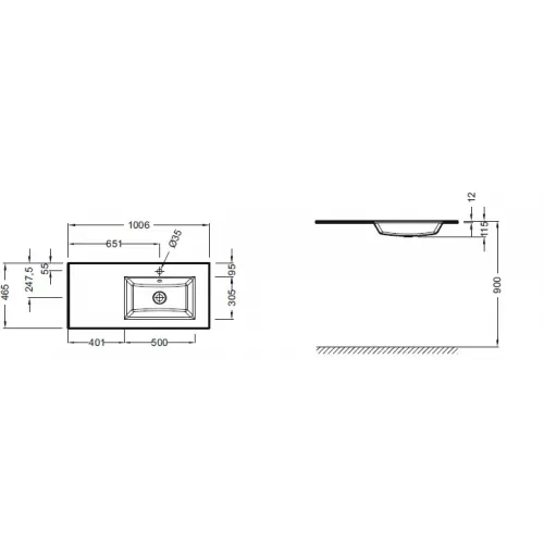 Мебельная раковина Vox 100,6х46,5 см, правосторонняя, белая глянцевая EB2102-DD1 Jacob Delafon