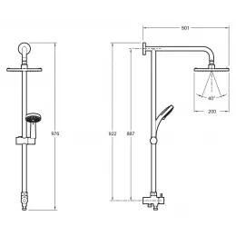 Гарнитур с верхним душем Eo выставочный образец, 4 режима, 20 см, square E45893-CP/У E45893-CP/У Jacob Delafon