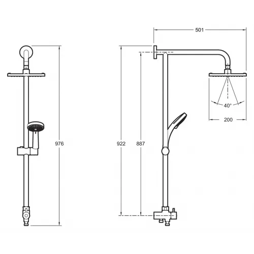 Гарнитур с верхним душем Eo выставочный образец, 4 режима, 20 см, square E45893-CP/У E45893-CP/У Jacob Delafon