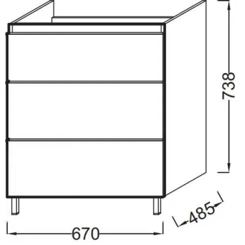 Модуль с раковиной Odeon Up 70 см, квебекский дуб, 3 выдвижных ящика, с отверстием под смеситель, подвесной монтаж E4732-00+EB992-E10 Jacob Delafon