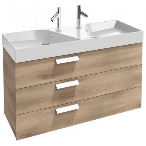 Модуль с раковиной Rythmik 120 см, квебекский дуб, двойная раковина, подвесной монтаж EXM112-Z-00+EB1311-E10 Jacob Delafon