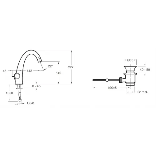 Смеситель для умывальника Elevation неповоротный излив, с донным клапаном E18870-CP Jacob Delafon