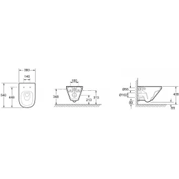 Подвесной унитаз Modern Life 36х54 см, безободковый, без сиденья E77725-0 Jacob Delafon