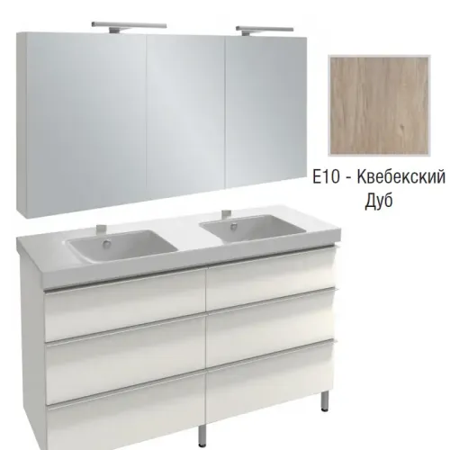 Комплект мебели для ванной Odeon Up 140 см, квебекский дуб, 6 ящиков, с подсветкой, с подсветкой, подвесной монтаж E4779-00+EB789RU-E10+EB996-E10 Jacob Delafon