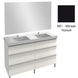 Комплект мебели для ванной Odeon Up 140 см, матовый черный, подвесной монтаж E4779-00+EB1190-NF+EB996-M61 Jacob Delafon