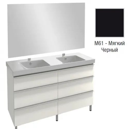 Комплект мебели для ванной Odeon Up 140 см, матовый черный, подвесной монтаж E4779-00+EB1190-NF+EB996-M61 Jacob Delafon