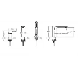 Смеситель на борт ванны Aleo 2 режима лейки, на 3 отв. E72292-CP Jacob Delafon