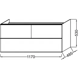 Модуль под раковину Odeon Up 117х48,5х53 см, 3 ящика, серый бетон EB892-N26 Jacob Delafon